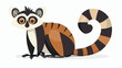 Cartoon cute lemur on white background flat vector 