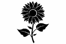 Sunflower Silhouette Black Vector Illustration
