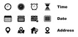 © TMvectorart - Time, date and address icon set. Clock, calendar, location pin. Vector illustration.