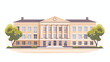 Front view of academic building in flat style flat vector