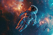 Space Explorer in a Zero Gravity Dance Amidst the Colors of a Distant Nebula