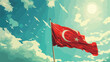 Illustration flag of Turkey. Turkey flag fluttering in