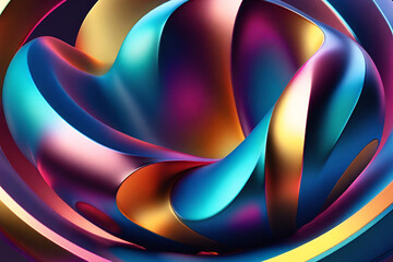 Wall Mural - abstract colorful metal 3d shape, cinema 4d, ambient occlusion, render