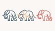 Line art elephant logo template flat vector isolated o