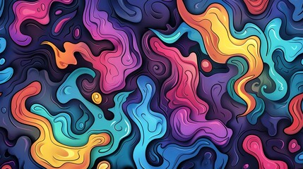 Wall Mural - seamless vector art pattern. colourful cartoon liquid smokes