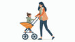 Mother rolls her baby in a stroller flat vector isolated