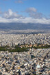 Aerial view of the city from the Mount Lycabettus on a sunny day, Athens, Greece