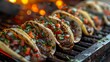 Mexican Street Tacos: A dynamic shot of street tacos being prepared, showcasing the flavors and authenticity of Mexican street food.