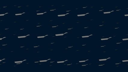 Poster - Pan symbols float horizontally from left to right. Parallax fly effect. Floating symbols are located randomly. Seamless looped 4k animation on dark blue background