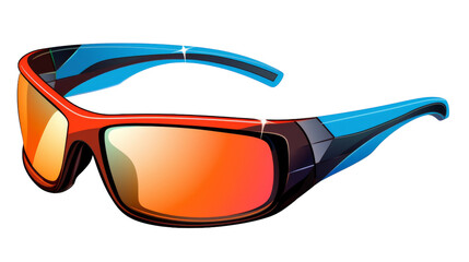 Poster - A pair of red and blue sunglasses rest on a bright white surface