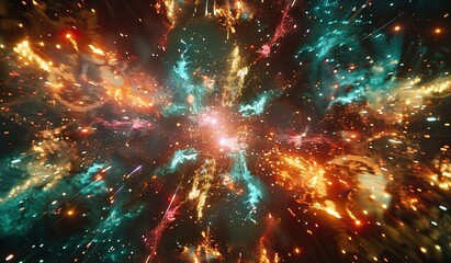 Wall Mural - color and light explosion in space. the concept of cosmic phenomena and astrophysics.