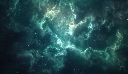 Wall Mural - cosmic cloud nebula with stars on a dark blue background. the concept of the grandeur and mystery of