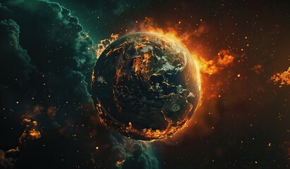 Wall Mural - planet earth against a cosmic nebula, illustrating the power and beauty of the universe. the concept