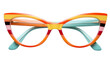 © yousaf - A vibrant pair of glasses with colorful frames resting on a white background