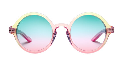 Poster - A pair of pink and blue sunglasses resting peacefully on a pristine white background