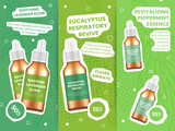 Fototapeta Dinusie - Essential oil sale discount collage poster flyer design template set vector illustration