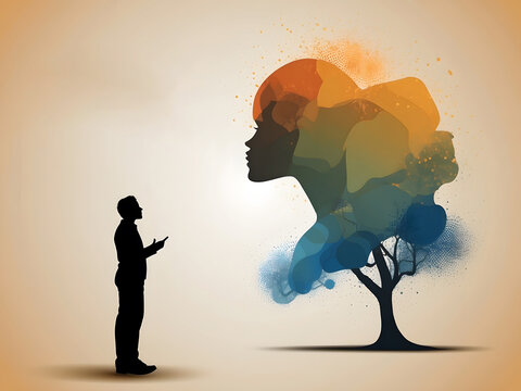 International Teacher's Day poster background concept design. Banner background of human profile silhouette, vector illustration 