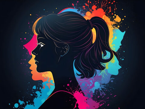 International Teacher's Day poster background concept design. Banner background of human profile silhouette, vector illustration 