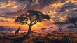 Afican savannah in evening light

