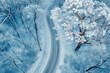 Snowy Road Hazard Vie, road adventure, path to discovery, holliday trip, Aerial view