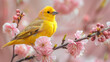 Spring Serenade: Vibrant birds adorn the spring illustration with lively hues.