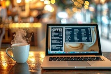 a laptop and a cup of coffee