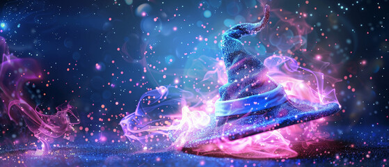 Wall Mural - A blue and purple hat with a purple and blue flame on top
