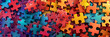 Mental model colorful puzzles and puzzle pieces in the style of nonrepresentational forms .
