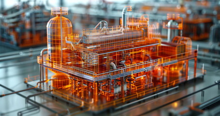 Poster - Factory With Abundance of Orange Pipes
