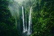 Majestic Waterfall Amidst Vast Green Forest: A Vision of Natural Splendor