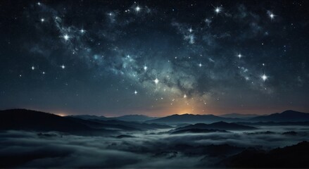 Night landscape with colorful Milky Way