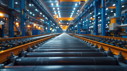Poster - Factory With Rows of Machines and Lights