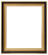 Black picture frame with gold insert on a transparent background, in PNG format.