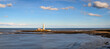 Panorama of St Mary's Lighthouse, on the small rocky St Mary's Island, just north of Whitley Bay on the North East coast of England