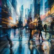 © ProArt Studios - busy people walking in the city, bird's eye view, blurred motion cinematic