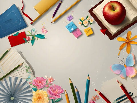 Teachers’ Day is simple and elegant. There is space for greeting text, wallpaper, posters, advertisements, Teachers’ Day design template