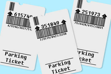 Poster - Ticket for parking area concept image - Bar code and code number