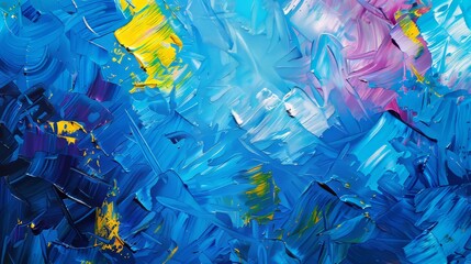 Poster - The abstract painting is handmade with a blue abstract background.