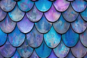 Close up of blue and purple snake or dragon scales background. Abstract pattern of snake skin