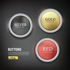 Wall Mural - button set circle modern color gold silver and red 2 eps 10