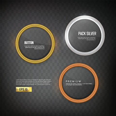 Wall Mural - button set circle modern color gold silver and red 2 eps 10