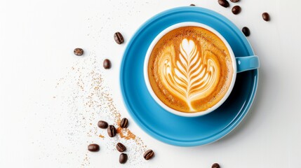 Poster - Cafe and bar, barista art concept, cappuccino or latte with frothy foam, isolated on white background.