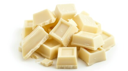 Poster - An isolated white background shows cubes of white chocolate bars