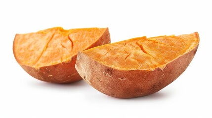 Aufkleber - A sweet potato cut in half on a white background. Clipping path with full depth of field.