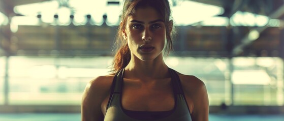 Poster - A woman exercising on the stadium field