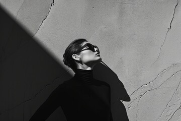 Aufkleber - Minimalist fashion shot with emphasis on clean lines and simplicity, Fashion shot focusing on clean lines and minimalist aesthetics.