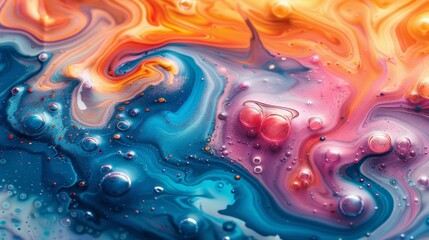 Aufkleber - Paint, acrylic, abstract. Closeup of the painting. Abstract painting background. Highly-textured oil paint. High quality details. Marbling. Marble texture. Paint splash. Colorful fluid.