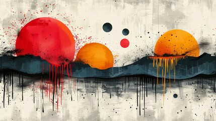 Poster - Modern collage modern illustration with hand drawn shapes, spots, dots, and lines. Abstract contemporary seamless pattern.