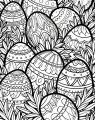 Wall Mural - Black and white seamless pattern with easter eggs. Vector illustration.