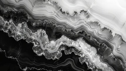 Canvas Print - Handmade marble texture on a black and white background.